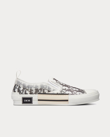 Dior B23 Black and White Dior Oblique Canvas Slip On Sneakers