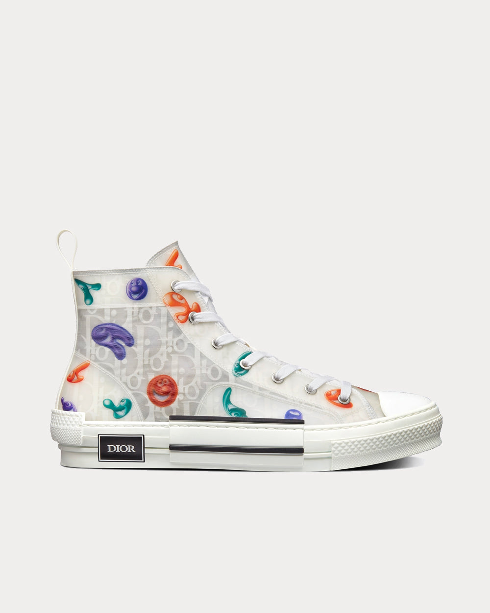 Dior x Kenny Scharf B23 White Dior Oblique Canvas with Multicolor Motif High Top Sneakers - 1