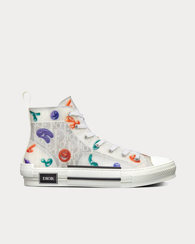 Dior x Kenny Scharf B23 White Dior Oblique Canvas with Multicolor Motif High Top Sneakers