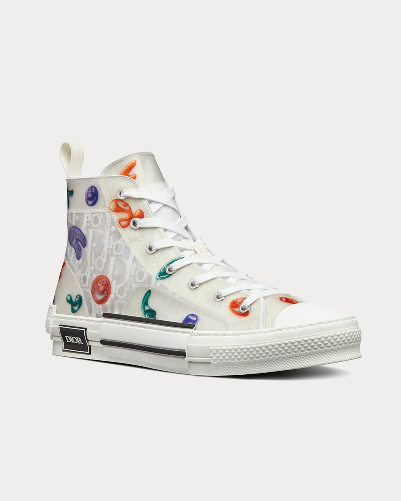 Dior x Kenny Scharf B23 White Dior Oblique Canvas with Multicolor Motif High Top Sneakers - 2