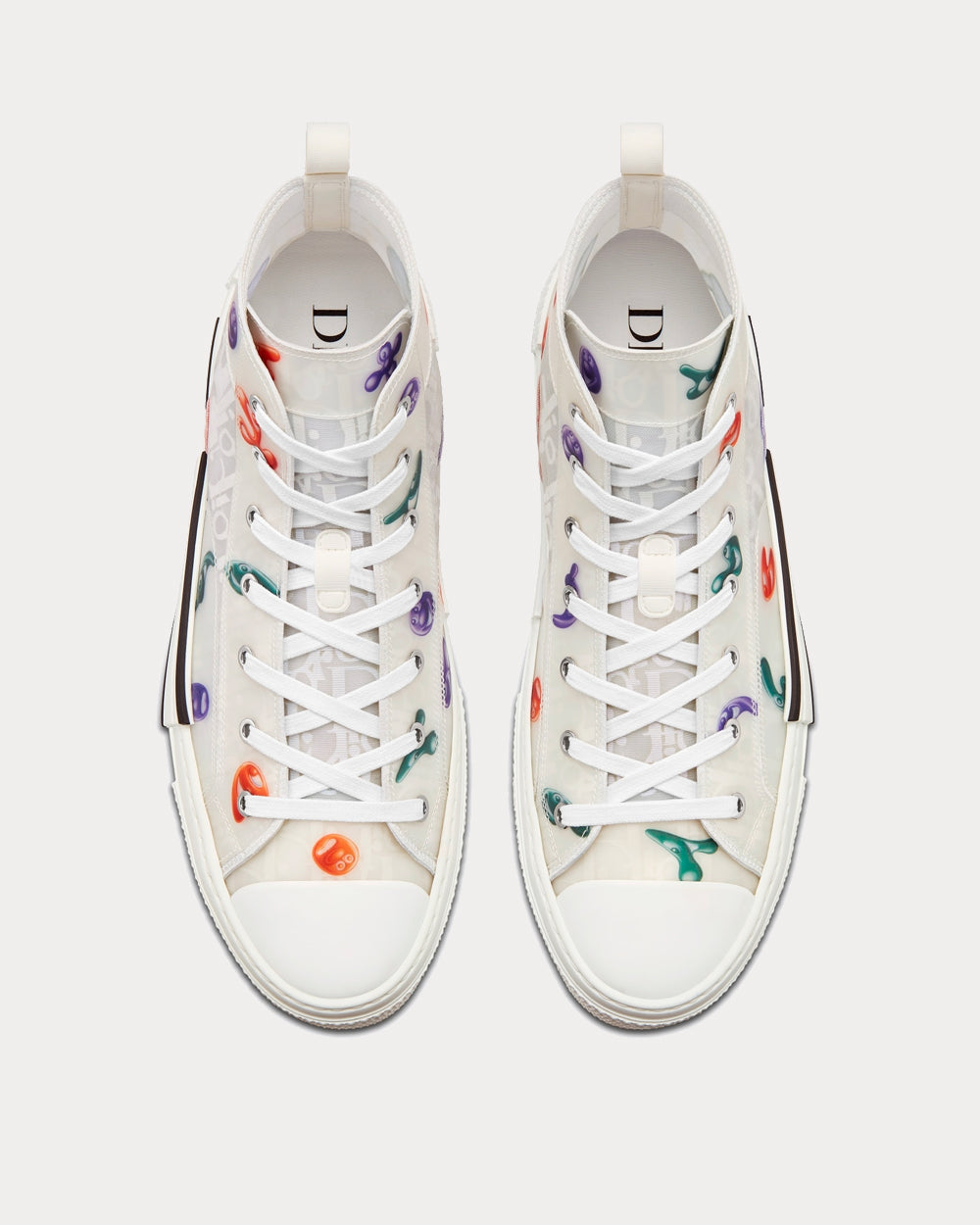 Dior x Kenny Scharf B23 White Dior Oblique Canvas with Multicolor Motif High Top Sneakers - 3