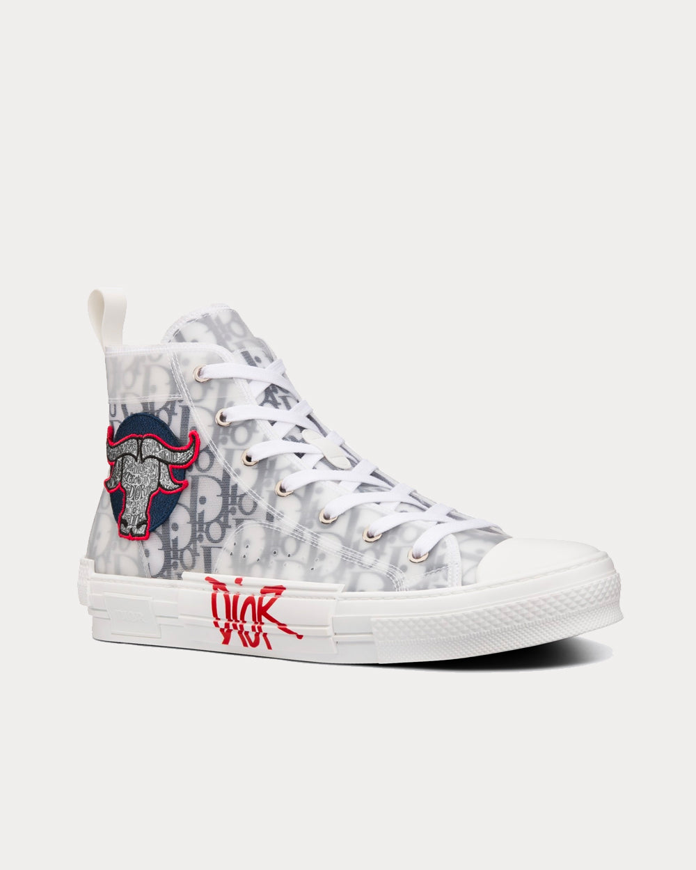 Dior x Stussy B23 SHAWN Ox Head Embroidery Patch White High Top Sneakers - 2