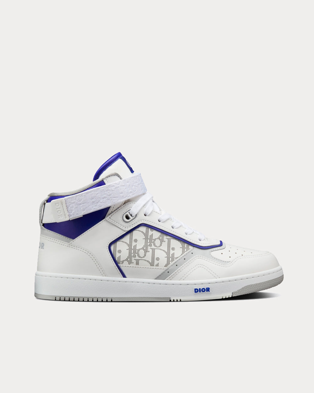 Dior B27 White and Purple Smooth Calfskin with White Dior Oblique Galaxy Leather High Top Sneakers - 1