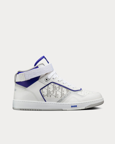 Dior B27 White and Purple Smooth Calfskin with White Dior Oblique Galaxy Leather High Top Sneakers