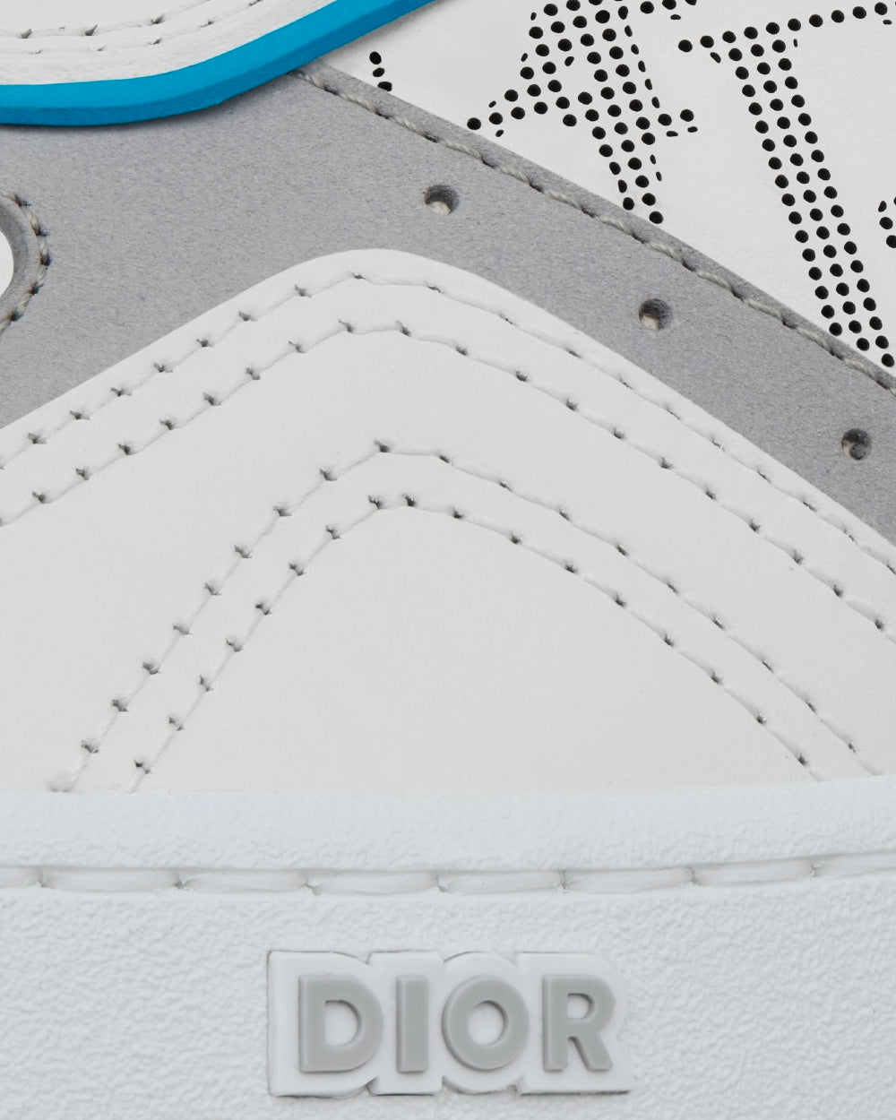 Dior B27 White and Light Blue Smooth Calfskin with White Dior Oblique Galaxy Leather High Top Sneakers - 5