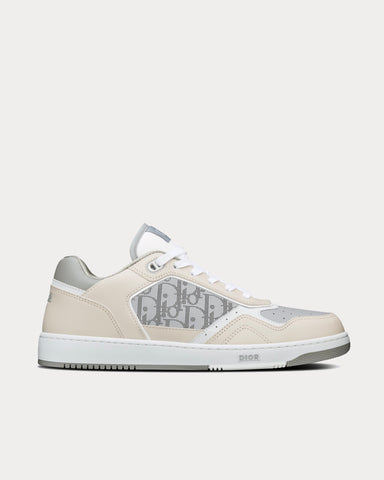 Dior B27 Gray and Beige Smooth Calfskin with Gray Dior Oblique Galaxy Leather Low Top Sneakers