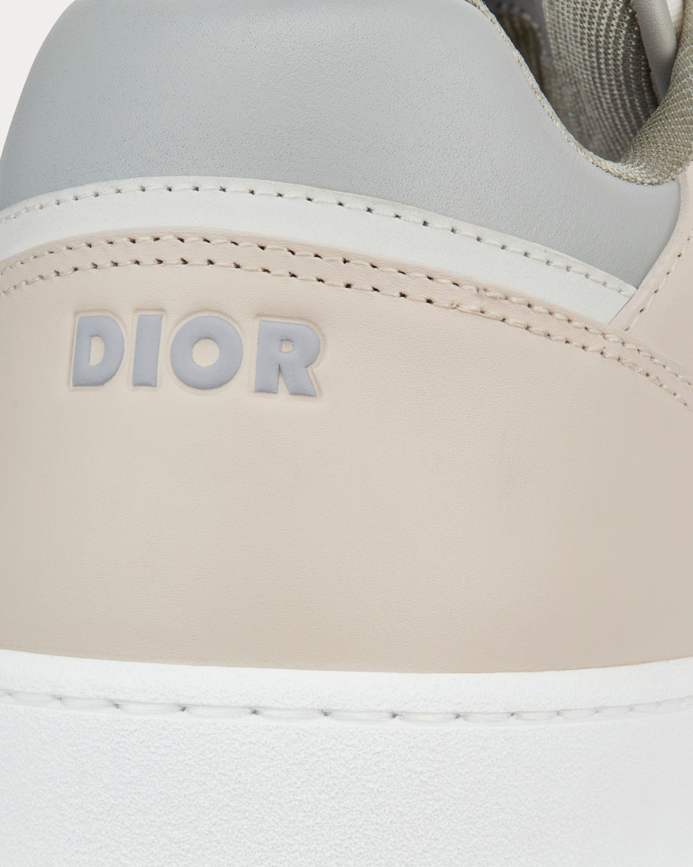 Dior B27 Gray and Beige Smooth Calfskin with Gray Dior Oblique Galaxy Leather Low Top Sneakers - 3