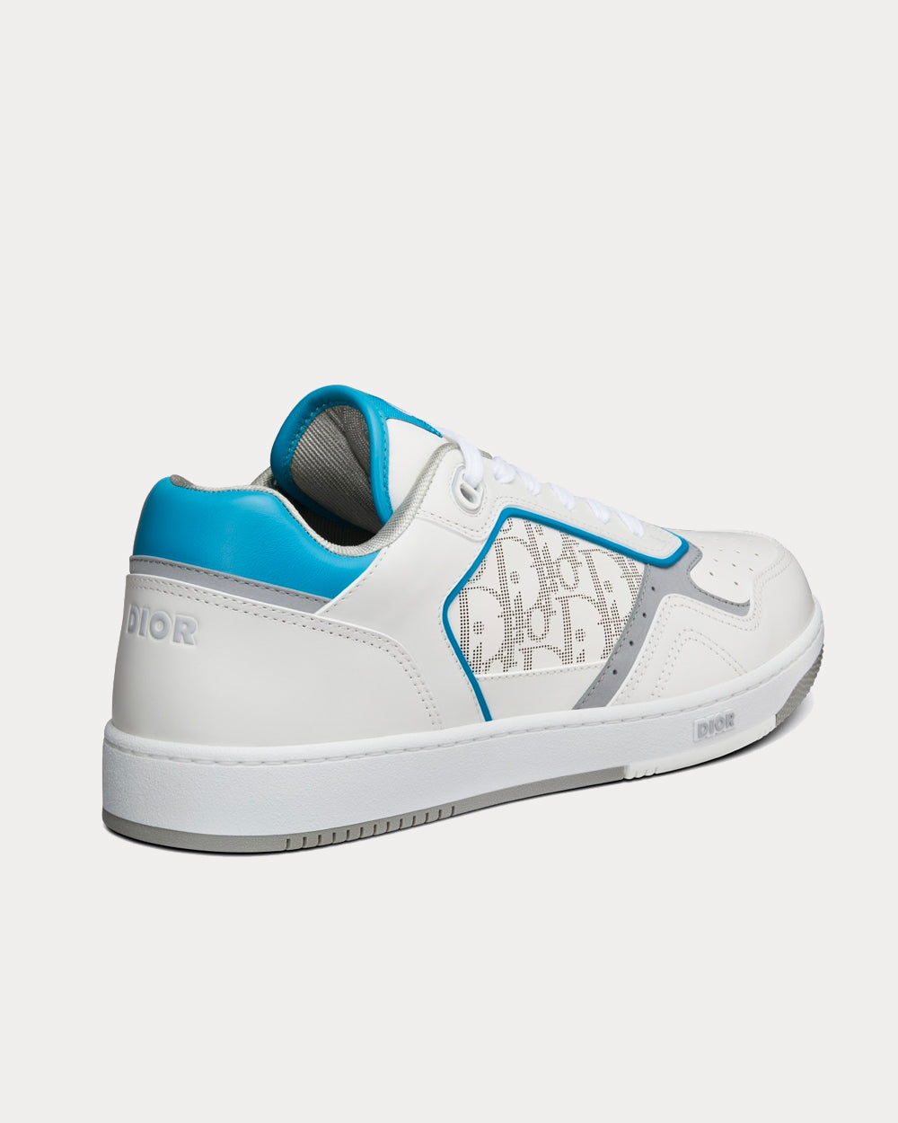 Dior B27 White and Light Blue Smooth Calfskin with White Dior Oblique Galaxy Leather Low Top Sneakers - 4