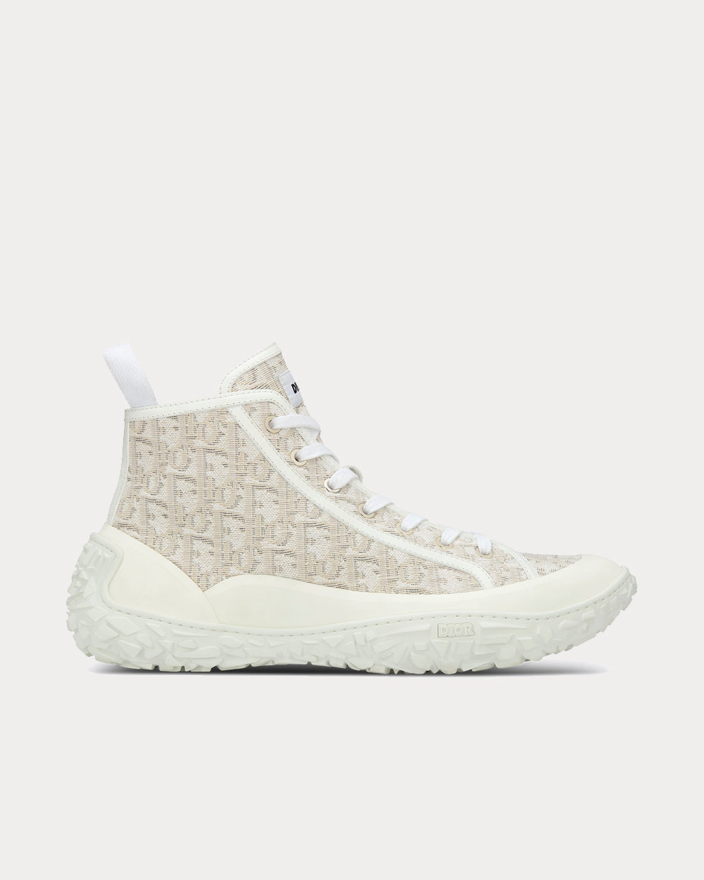 Dior B28 Off-White Dior Oblique Jacquard and White Rubber High Top Sneakers - 1