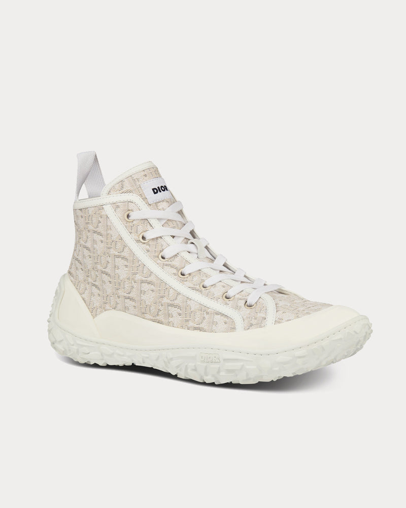 Dior B28 Off-White Dior Oblique Jacquard and White Rubber High Top Sneakers - 2