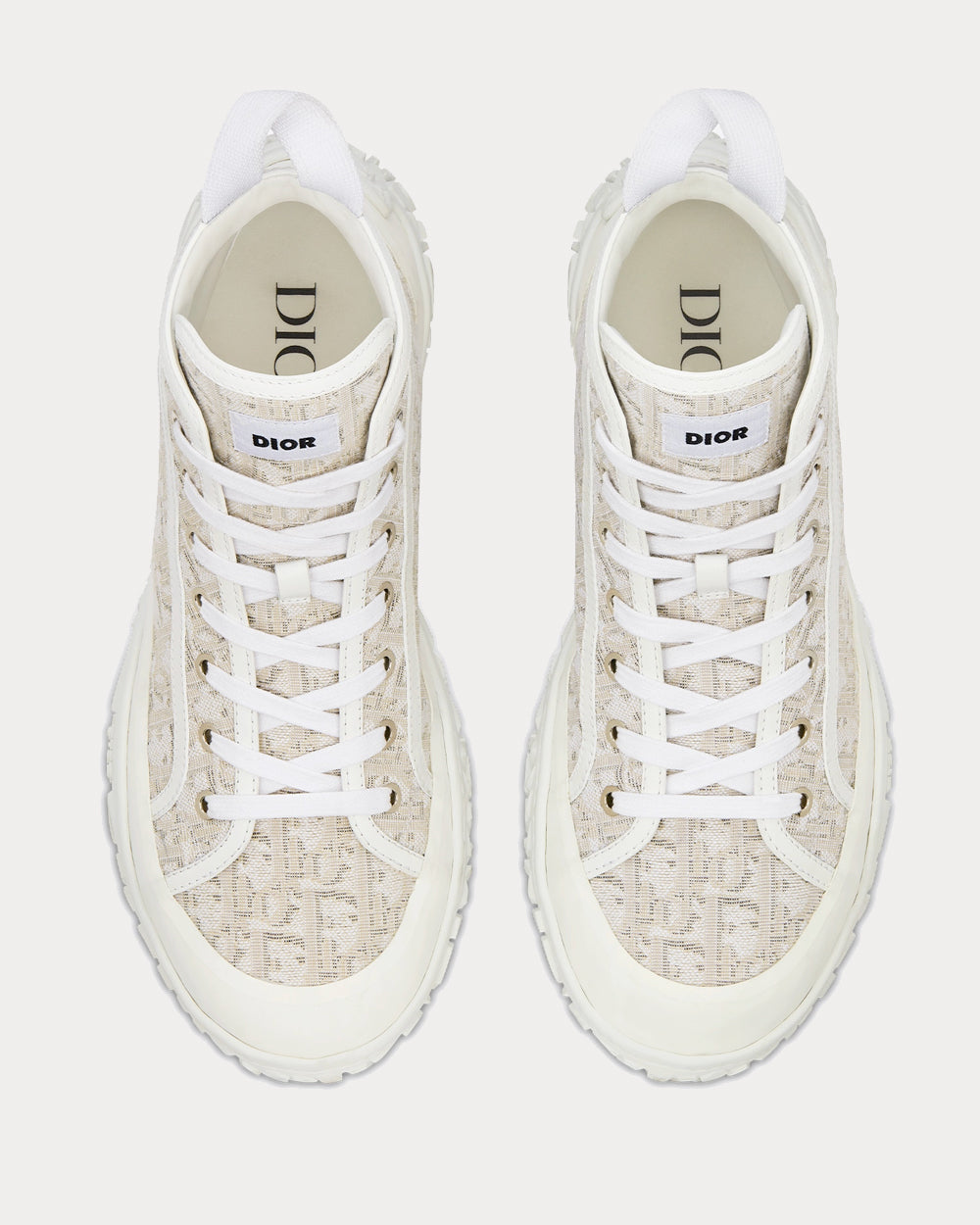 Dior B28 Off-White Dior Oblique Jacquard and White Rubber High Top Sneakers - 3