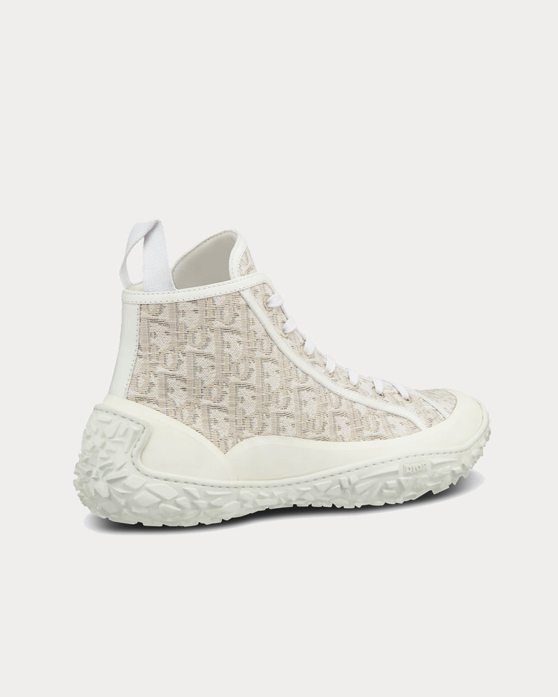 Dior B28 Off-White Dior Oblique Jacquard and White Rubber High Top Sneakers - 4