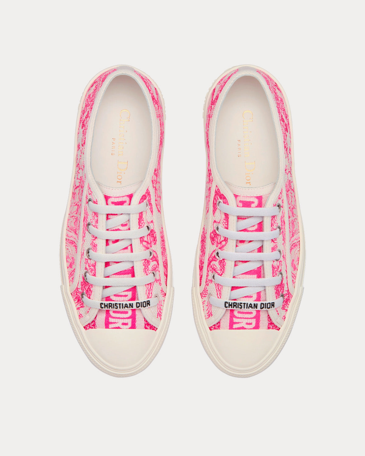 Dior Walk'n'Dior Bright Pink Toile de Jouy Embroidered Cotton Low Top Sneakers - 2