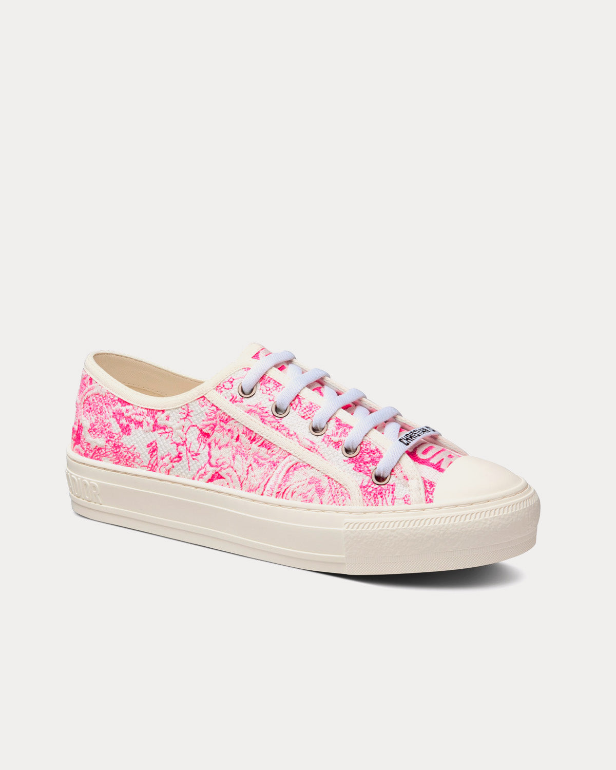 Dior Walk'n'Dior Bright Pink Toile de Jouy Embroidered Cotton Low Top Sneakers - 3