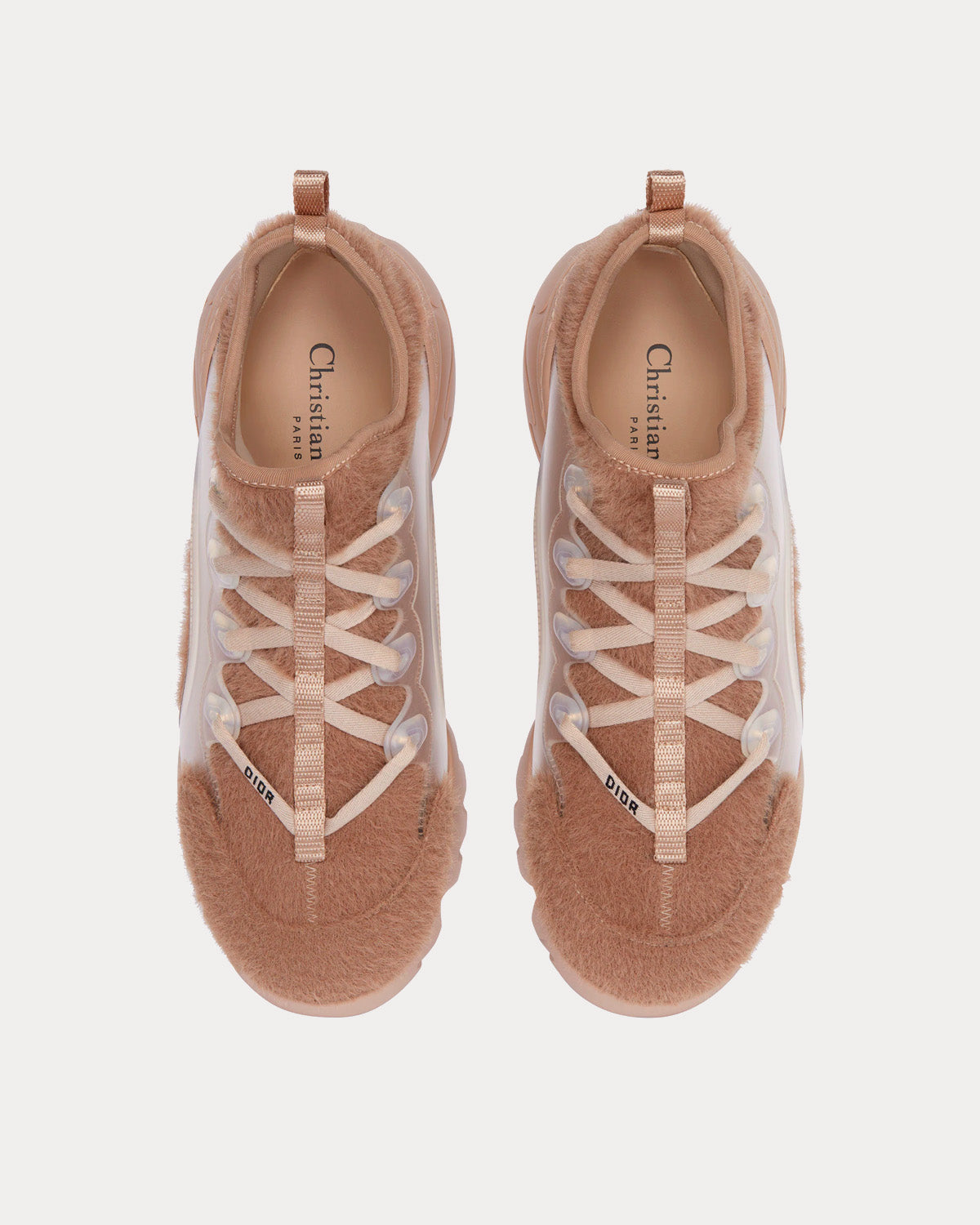 Dior D-Connect Nude Fur-Effect Knit Low Top Sneakers - 2