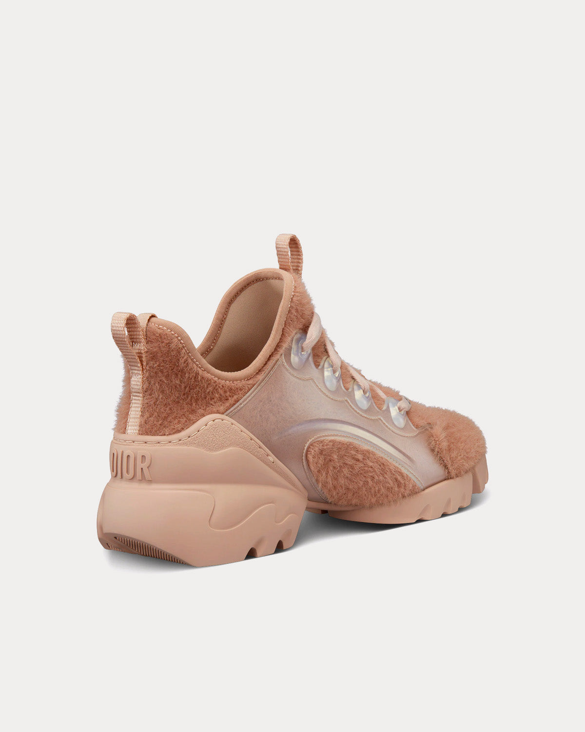 Dior D-Connect Nude Fur-Effect Knit Low Top Sneakers - 4