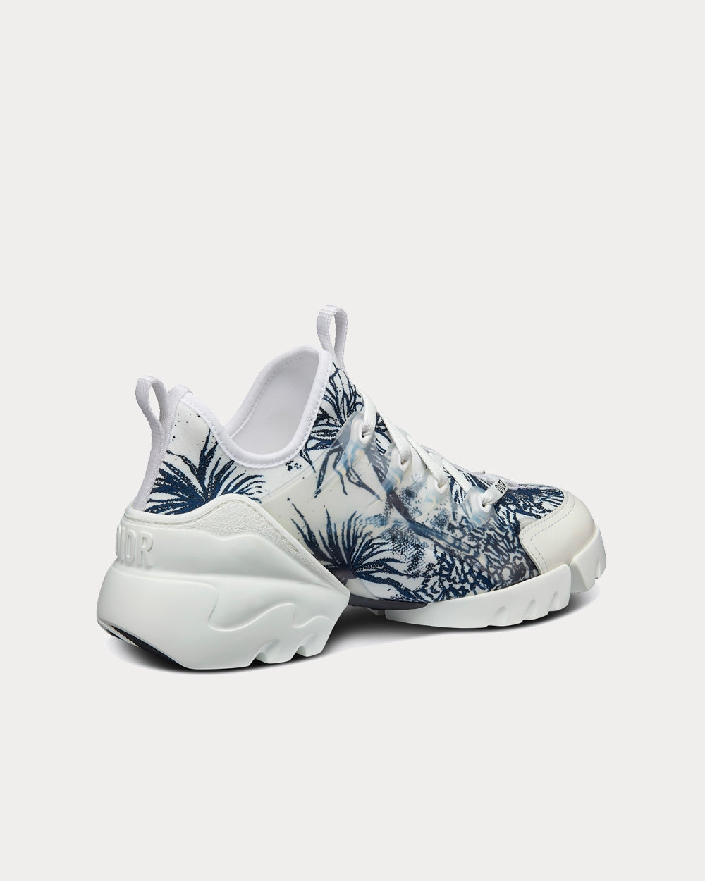 Dior D-Connect White and Navy Blue Technical Fabric with Toile de Jouy Palms Print Low Top Sneakers - 3