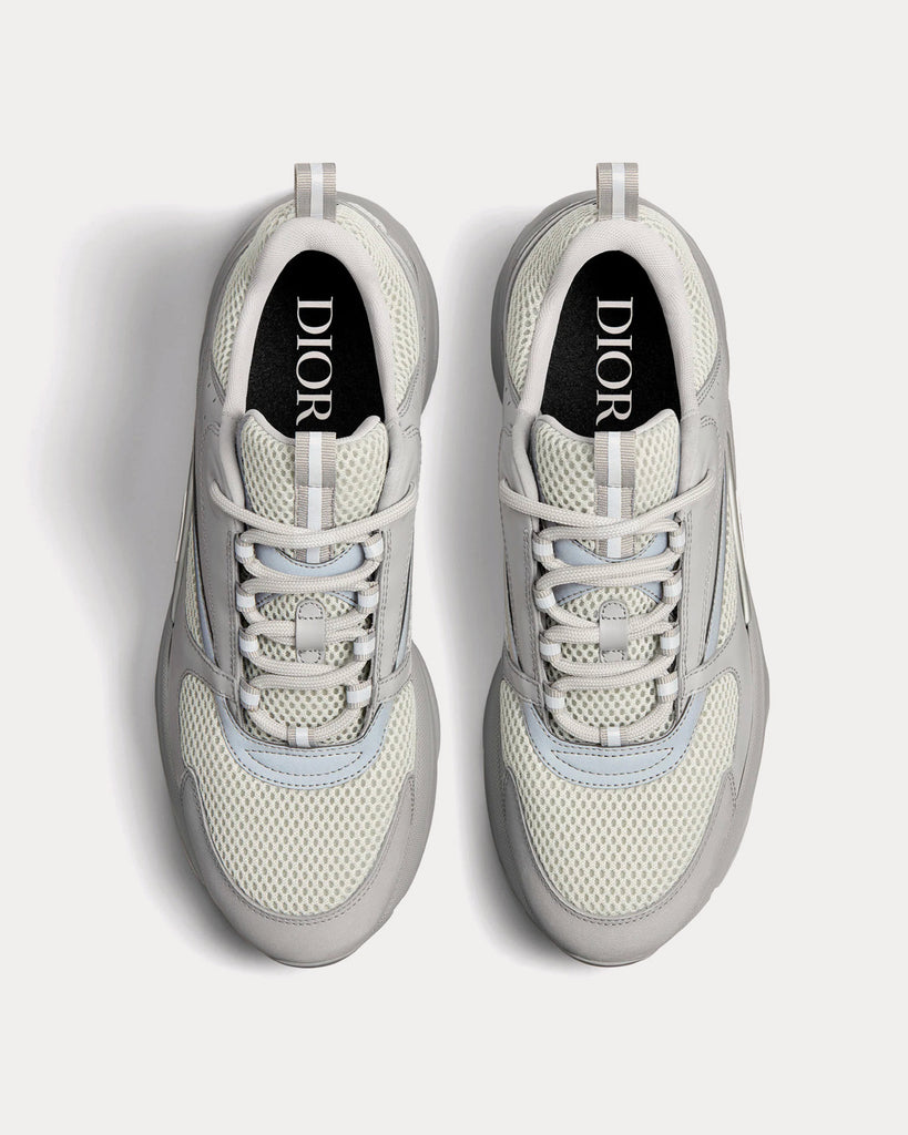 B22 Sneaker White and Gray Technical Mesh with Blue, Black and Gray  Calfskin