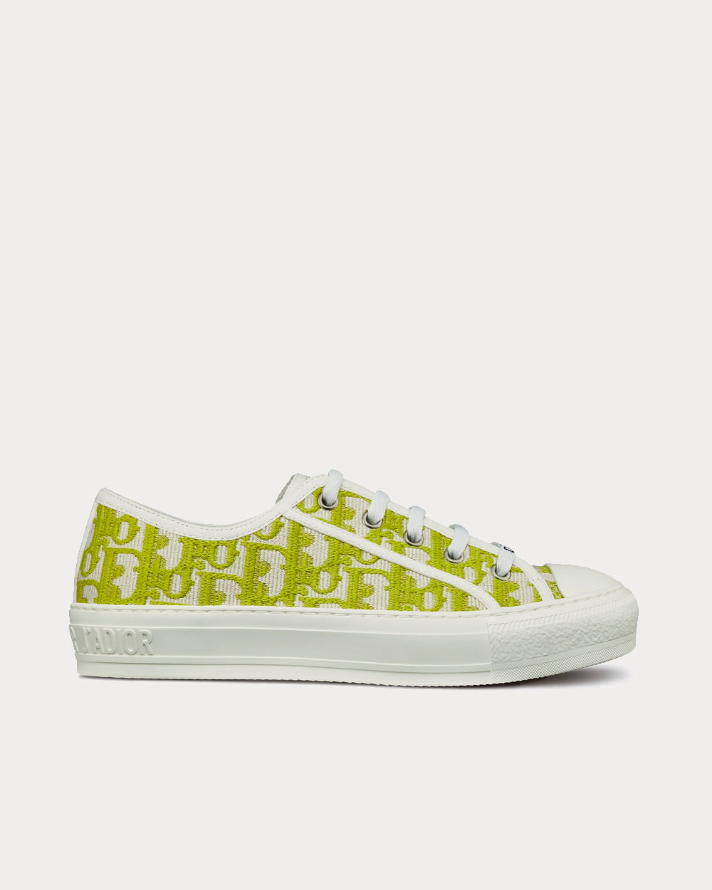 Dior Walk'n'Dior Lime Dior Oblique Embroidered Cotton Low Top Sneakers - 1