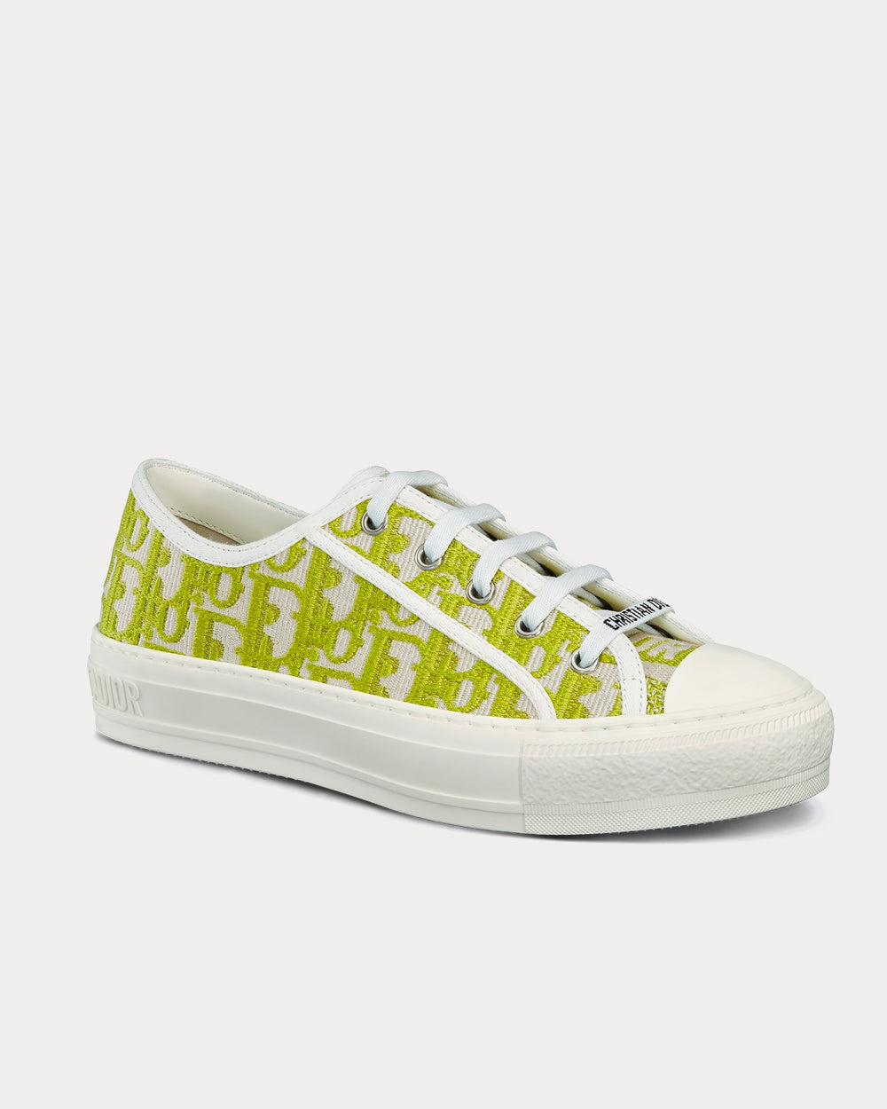 Dior Walk'n'Dior Lime Dior Oblique Embroidered Cotton Low Top Sneakers - 2