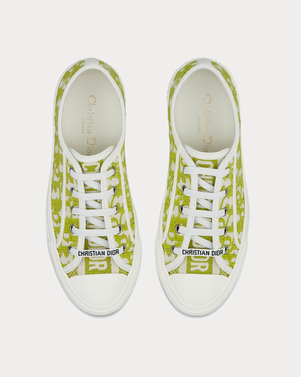 Dior Walk'n'Dior Lime Dior Oblique Embroidered Cotton Low Top Sneakers - 3