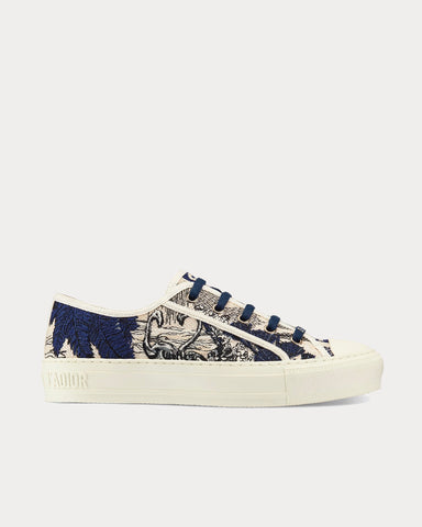 Dior Walk'n'Dior Blue and Off-White Toile de Jouy Embroidered Cotton Low Top Sneakers