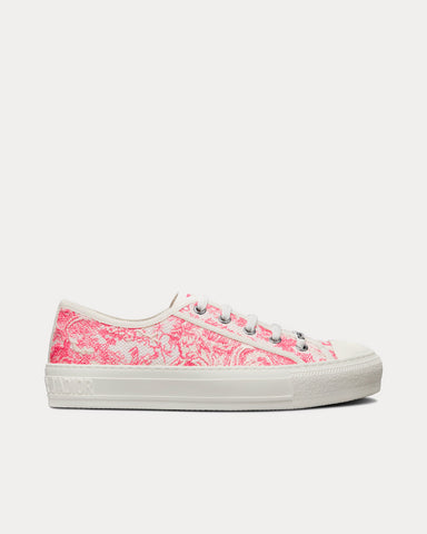 Dior Walk'n'Dior Peony Pink Toile de Jouy Embroidered Cotton Low Top Sneakers