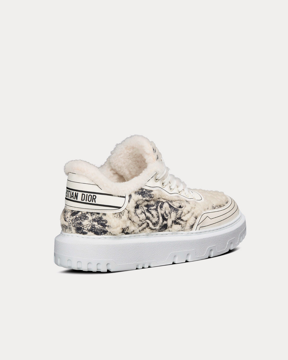 Dior Addict Blue Toile de Jouy Embroidered Natural Shearling Low Top Sneakers - 3