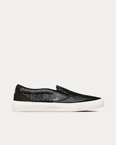 Dior B101 Black CD Diamond Canvas and Smooth Calfskin Slip On Sneakers