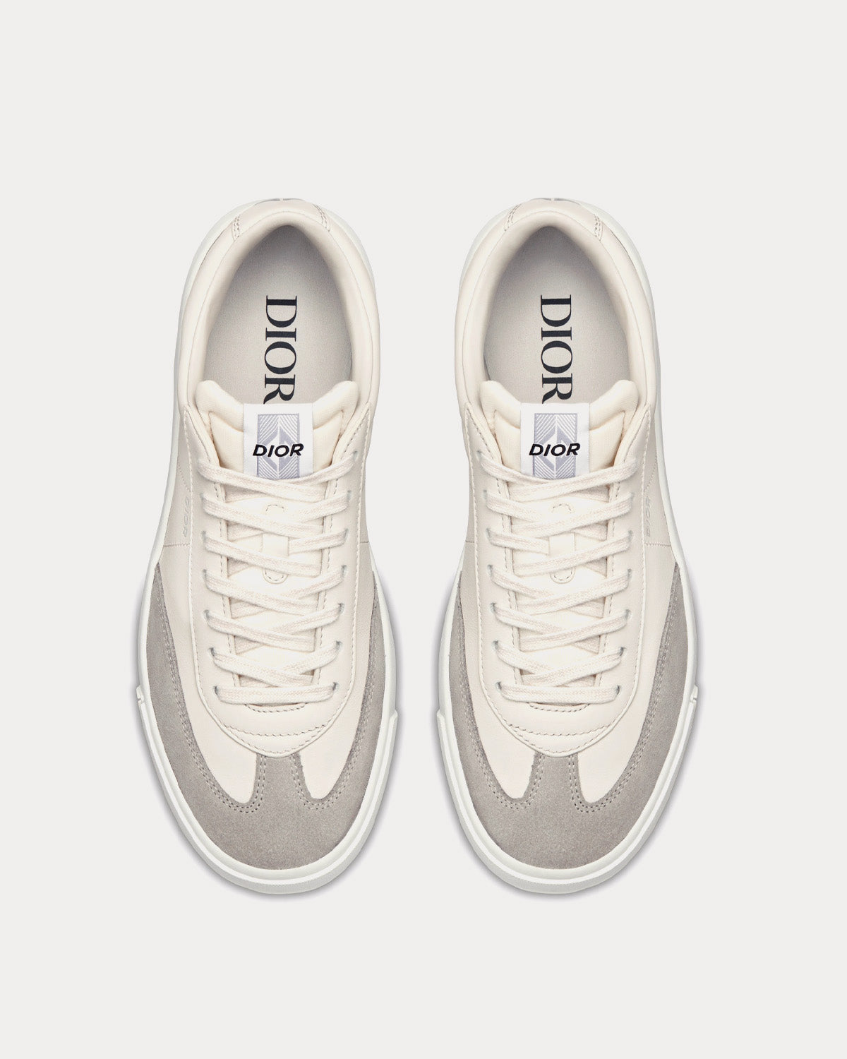 Dior B101 Cream Smooth Calfskin and Greige Nubuck Low Top Sneakers - 2