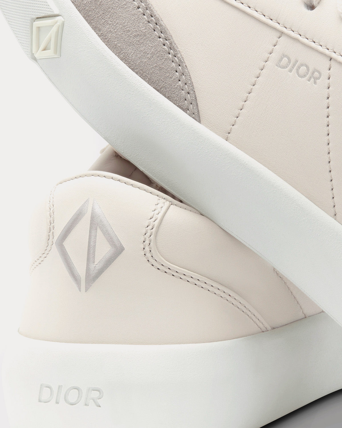 Dior B101 Cream Smooth Calfskin and Greige Nubuck Low Top Sneakers - 5