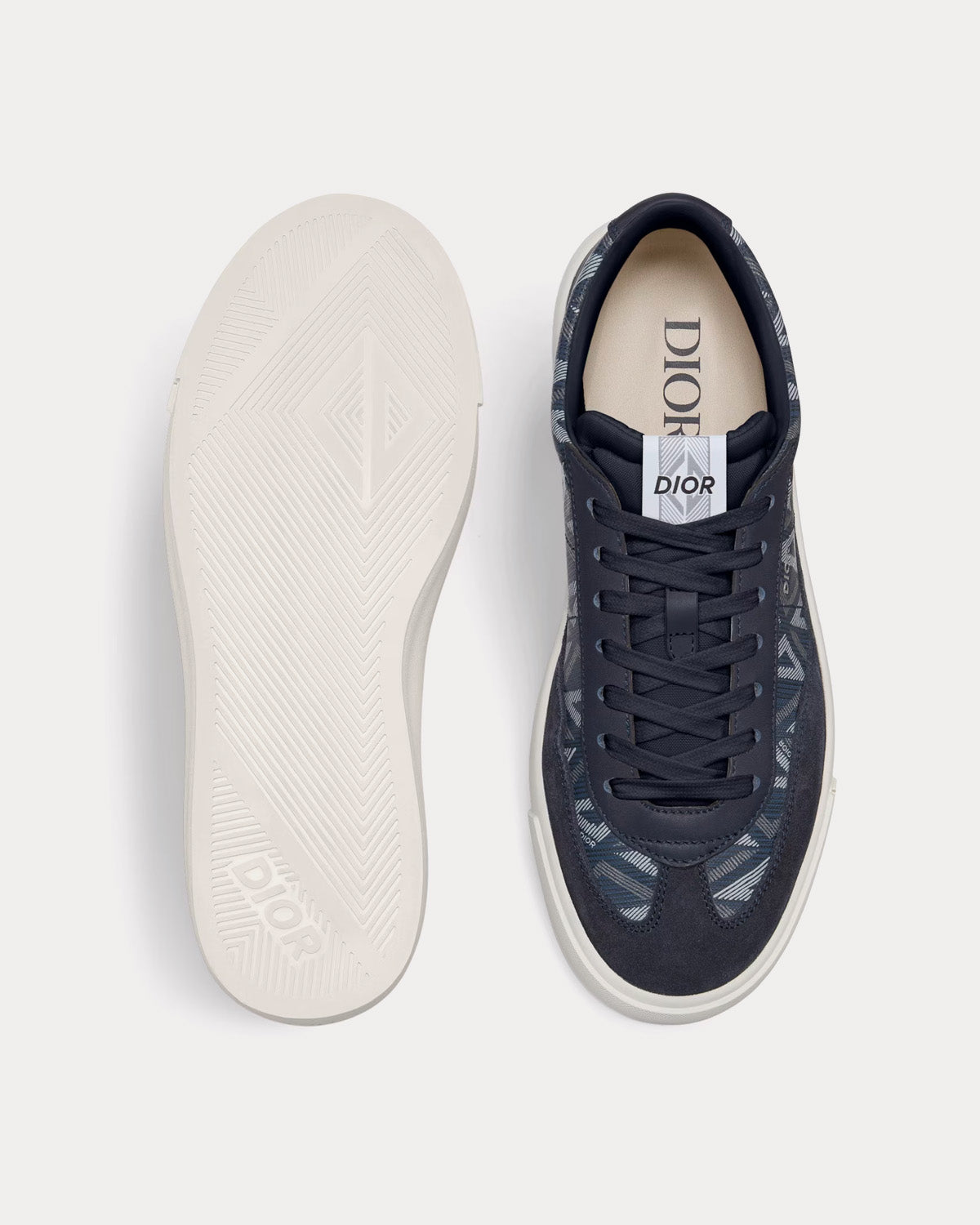 Dior B101 Navy Blue CD Diamond Canvas, Smooth Calfskin and Nubuck Low Top Sneakers - 2