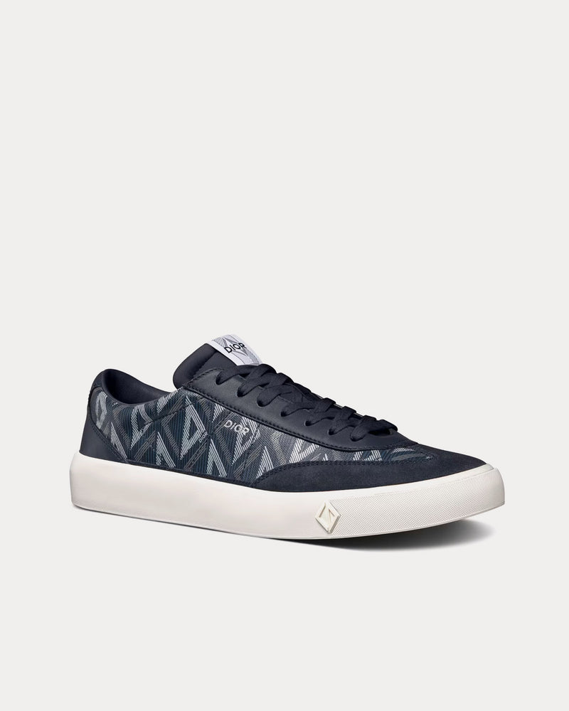 Dior B101 Navy Blue CD Diamond Canvas, Smooth Calfskin and Nubuck Low Top Sneakers - 3