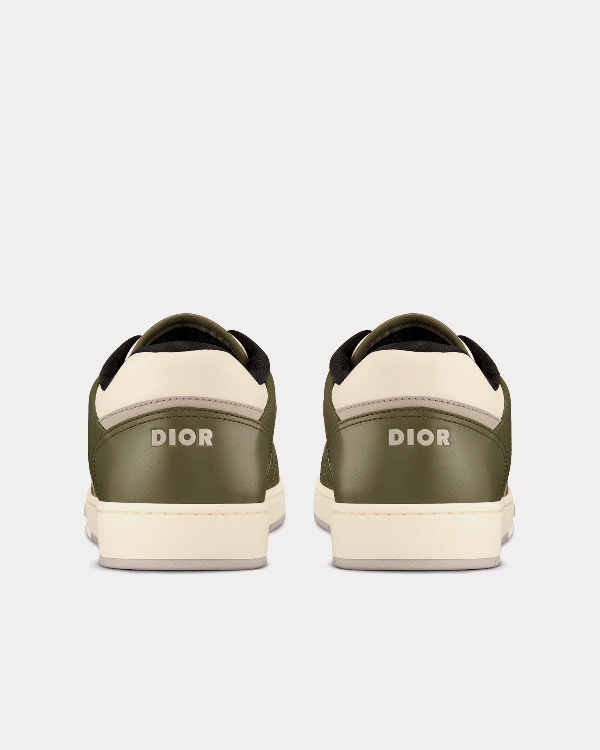 Dior B27 Olive and Cream Smooth Calfskin with Beige and Black Dior Oblique Jacquard Low Top Sneakers - 4