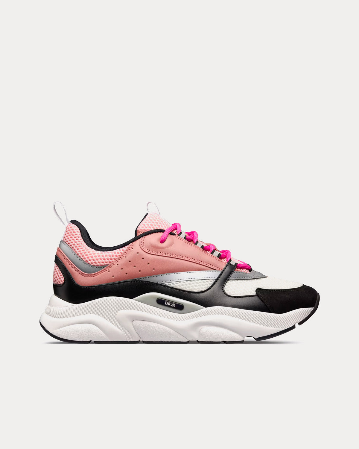 Dior B22 Pink and White Technical Mesh with Pink and Black Calfskin Low Top Sneakers Sneak in Peace