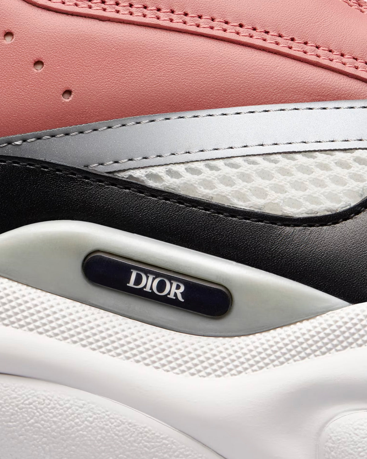 Dior B22 Pink and White Technical Mesh with Pink and Black Calfskin Low Top Sneakers - 5