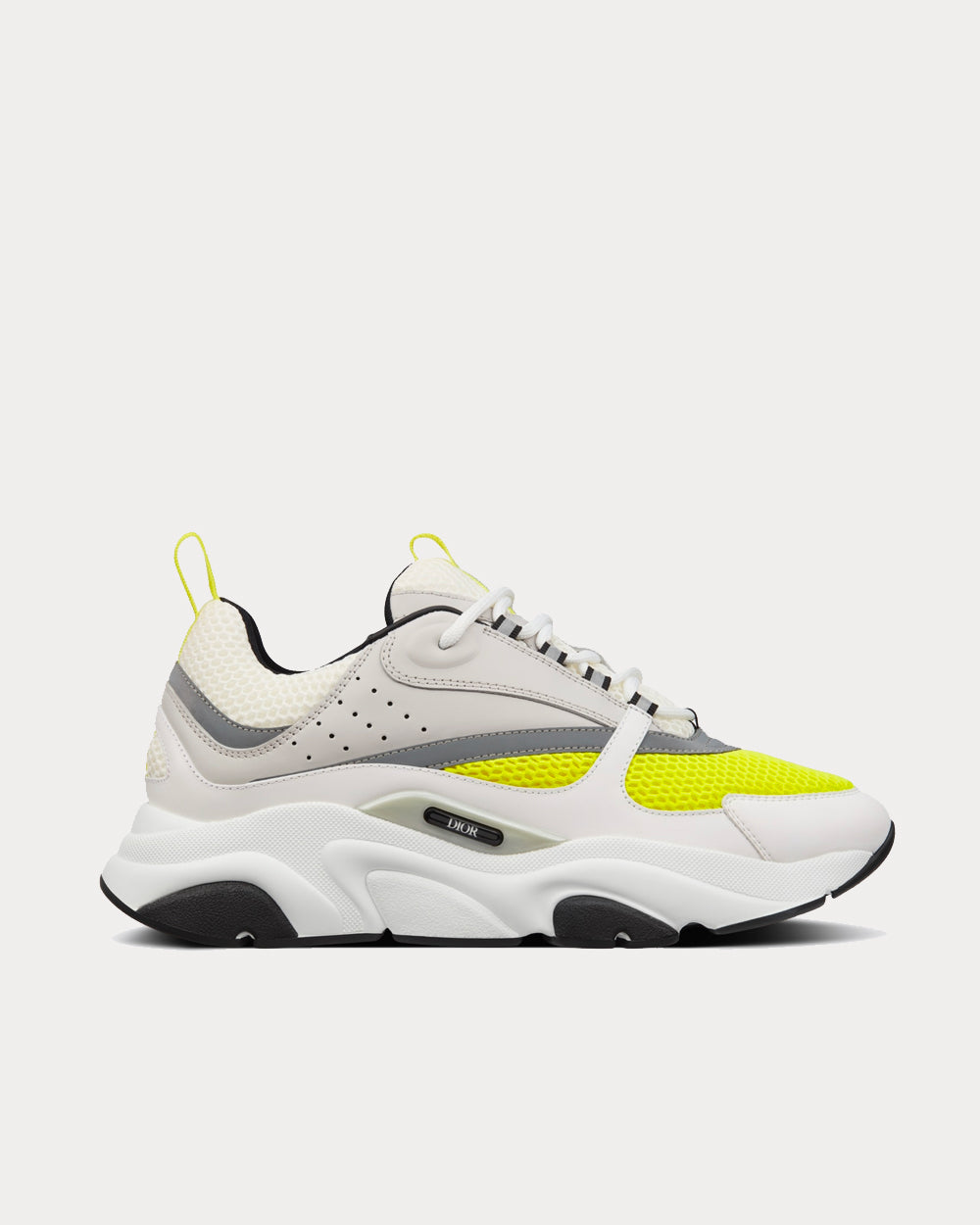 Dior B22 White and Yellow Technical Mesh with Beige and White Smooth Calfskin Low Top Sneakers - 1