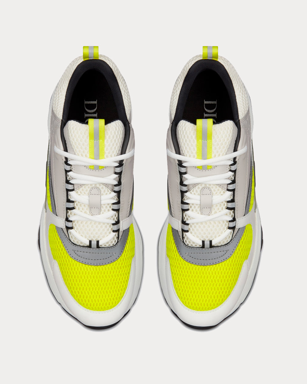 Dior B22 White and Yellow Technical Mesh with Beige and White Smooth Calfskin Low Top Sneakers - 3