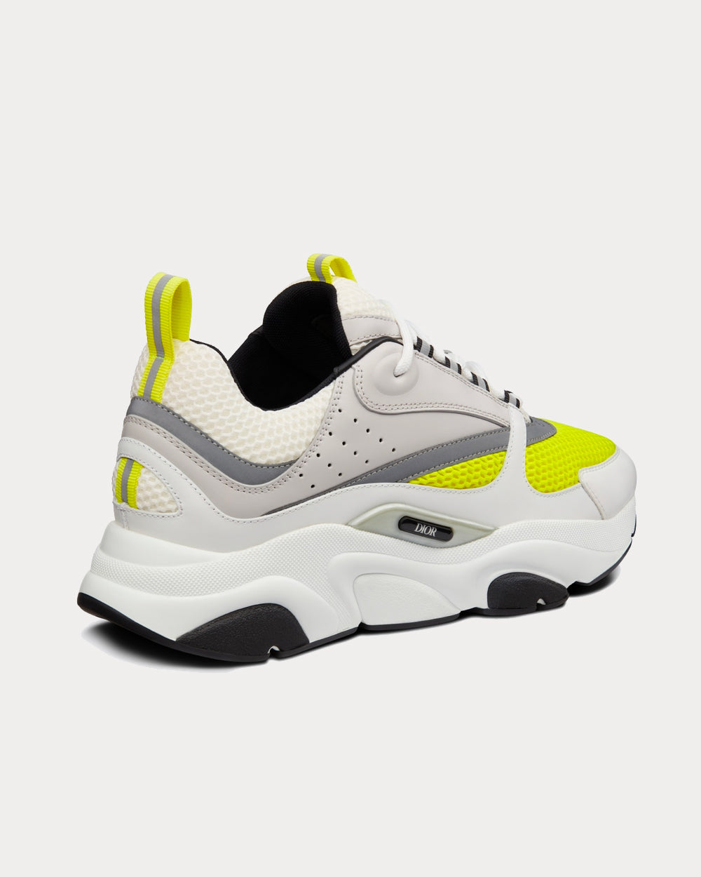 Dior B22 White and Yellow Technical Mesh with Beige and White Smooth Calfskin Low Top Sneakers - 4