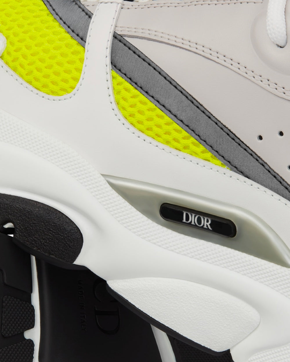 Dior B22 White and Yellow Technical Mesh with Beige and White Smooth Calfskin Low Top Sneakers - 5