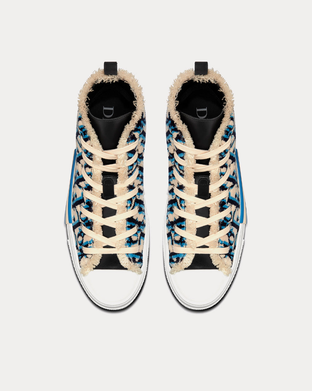 Dior B23 Beige, Black and Navy Blue Dior Oblique Tapestry High Top Sneakers - 2