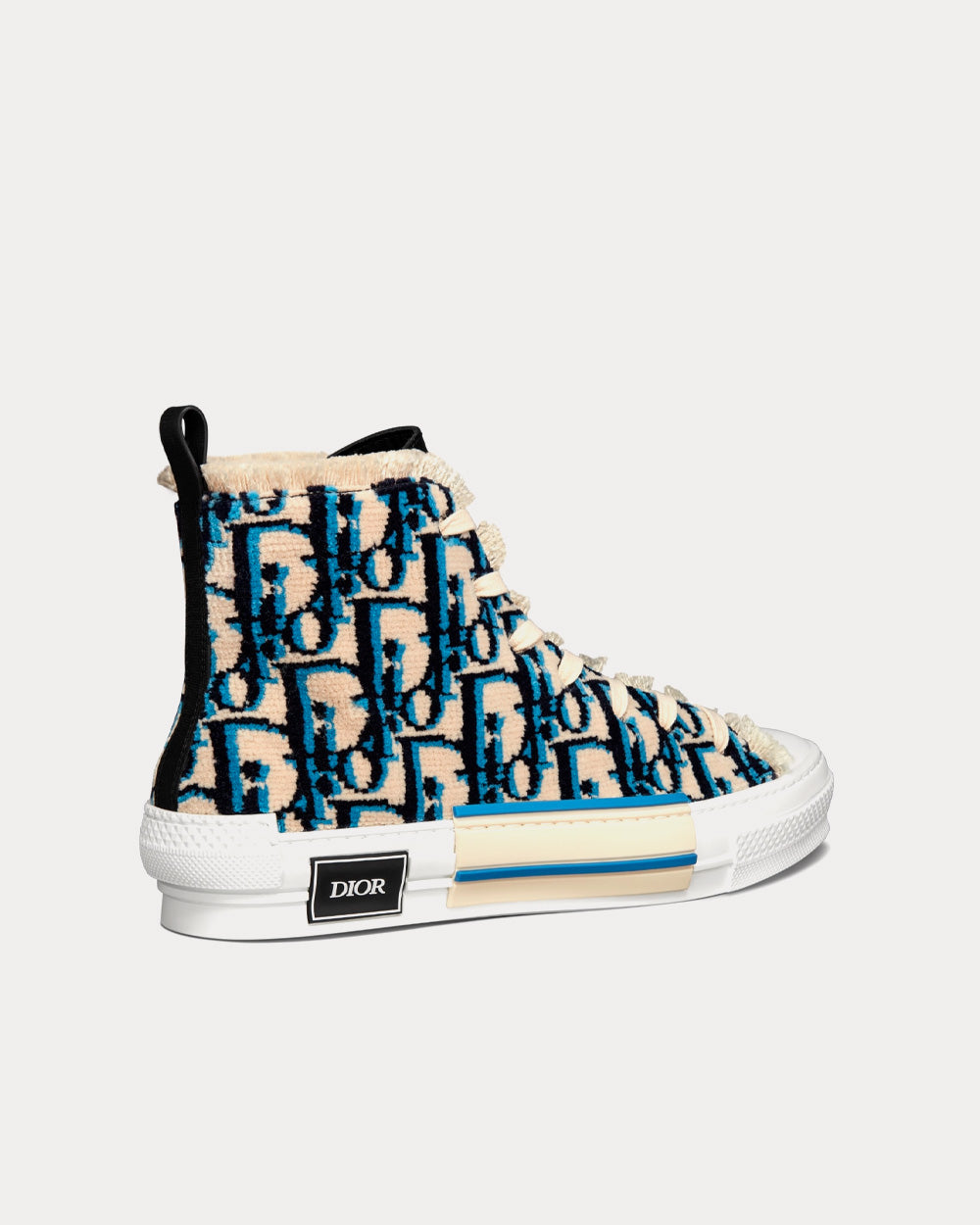 Dior B23 Beige, Black and Navy Blue Dior Oblique Tapestry High Top Sneakers - 4