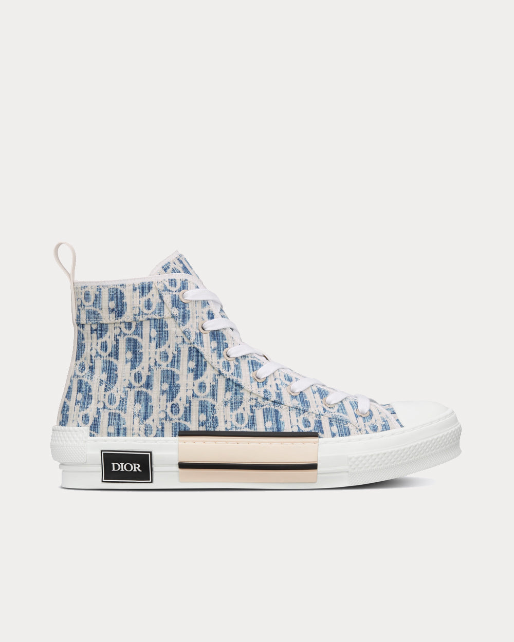 Dior B23 Blue Dior Oblique Kasuri Jacquard High Top Sneakers - 1