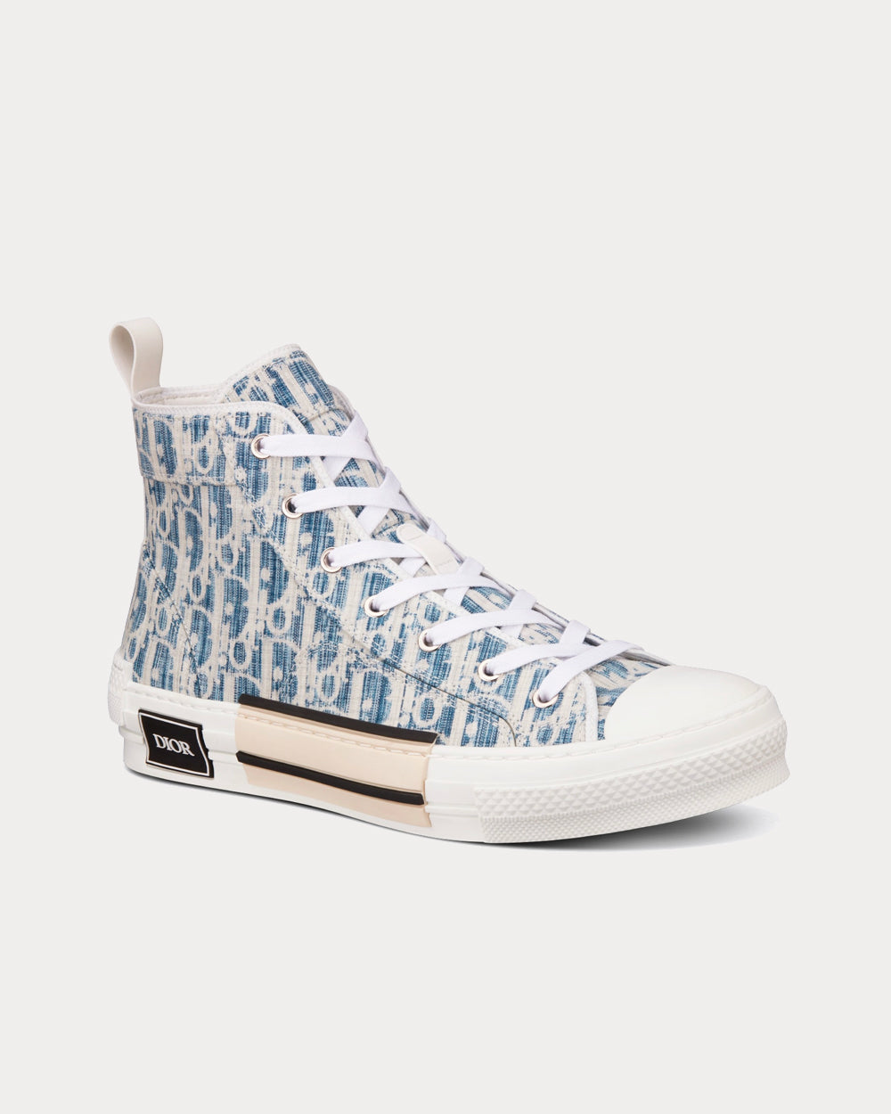 Dior B23 Blue Dior Oblique Kasuri Jacquard High Top Sneakers - 2