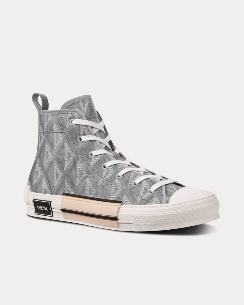 Dior B23 Dior Gray CD Diamond Canvas High Top Sneakers - 3