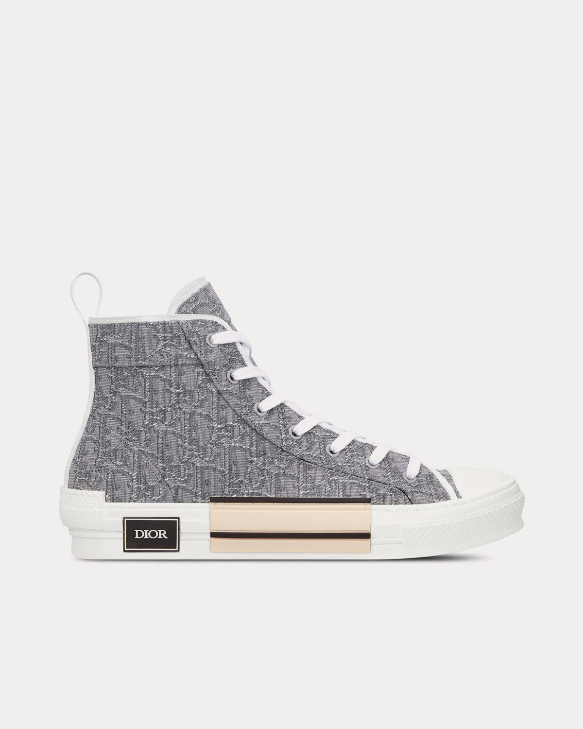 Dior B23 Dior Oblique Jacquard and Ruthenium-Tone Metallic Thread High Top Sneakers - 1