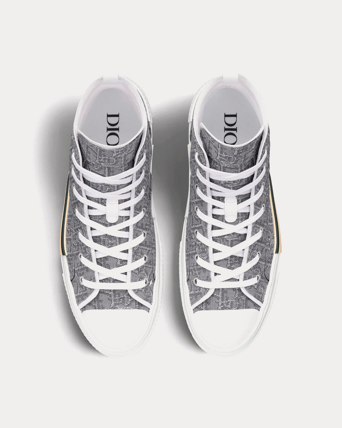 Dior B23 Dior Oblique Jacquard and Ruthenium-Tone Metallic Thread High Top Sneakers - 2