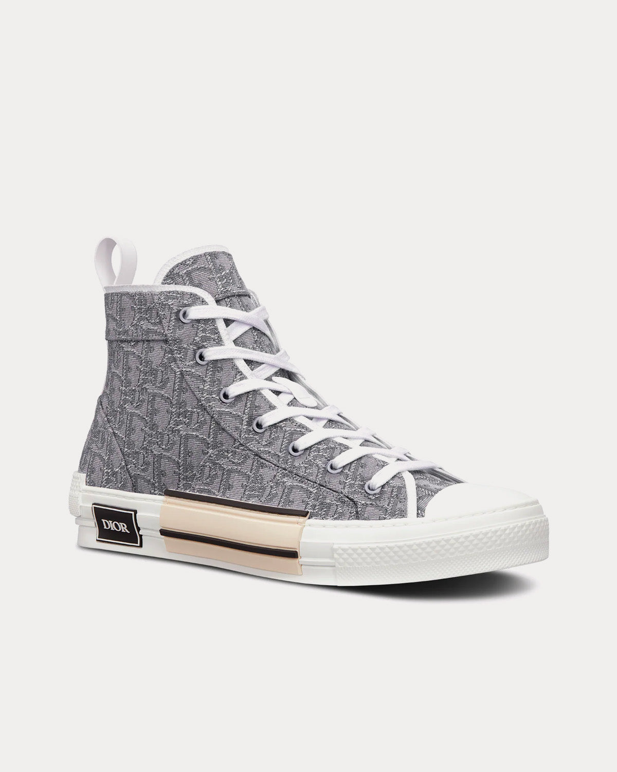 Dior B23 Dior Oblique Jacquard and Ruthenium-Tone Metallic Thread High Top Sneakers - 3