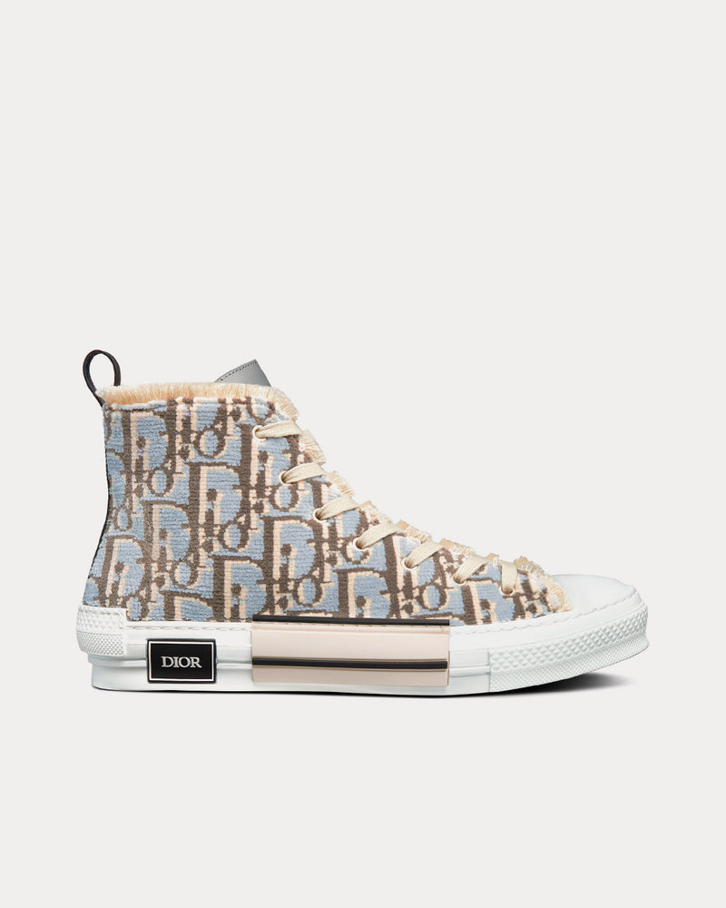 Dior B23 Greige Dior Oblique Tapestry High Top Sneakers - 1