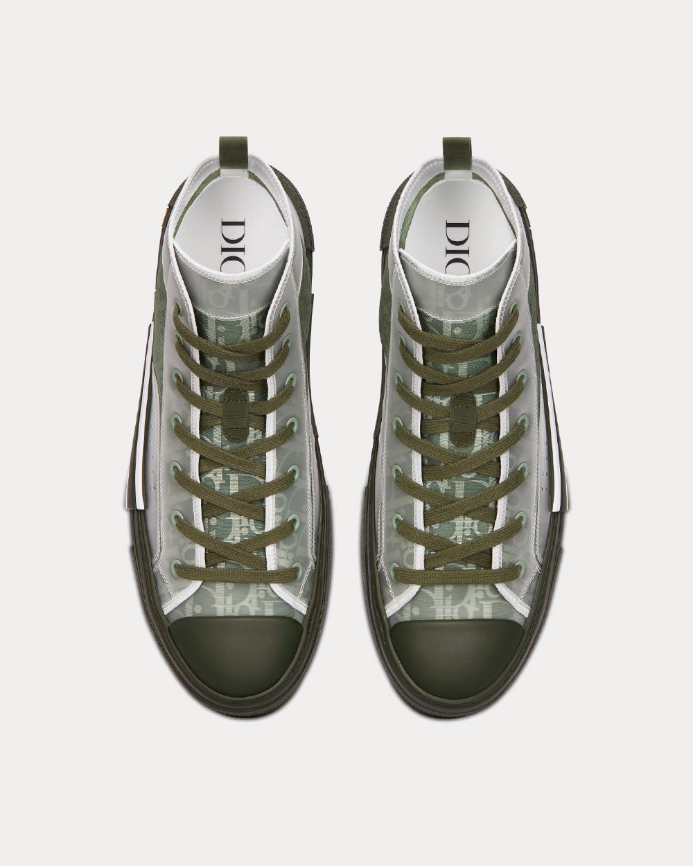 Dior B23 Olive Dior Oblique Canvas High Top Sneakers - 2